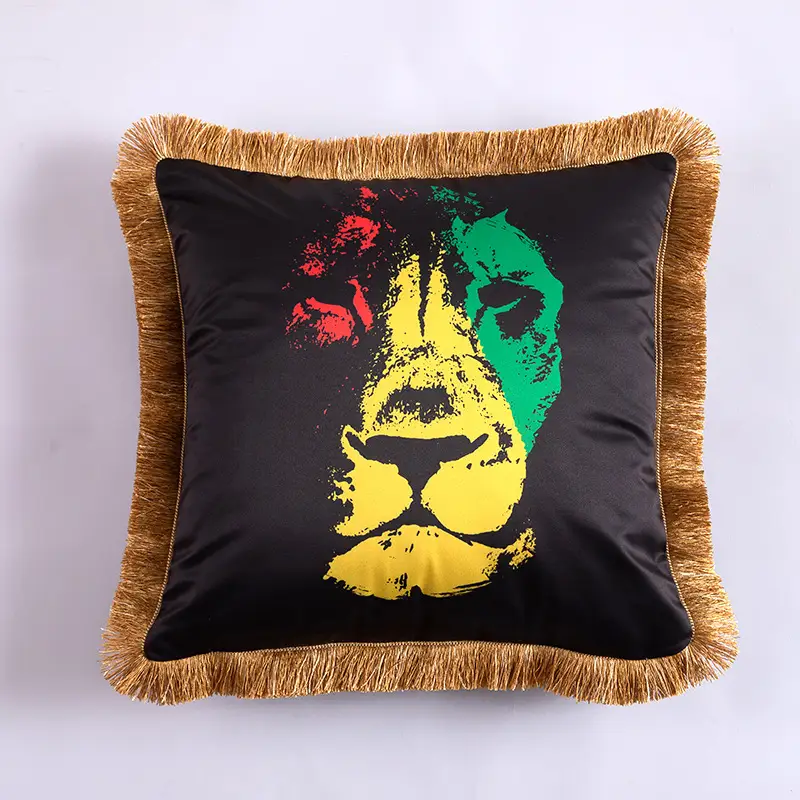 American Light Luxury Artificial Silk Home Leopard Leaf Skull Sofa Cushion