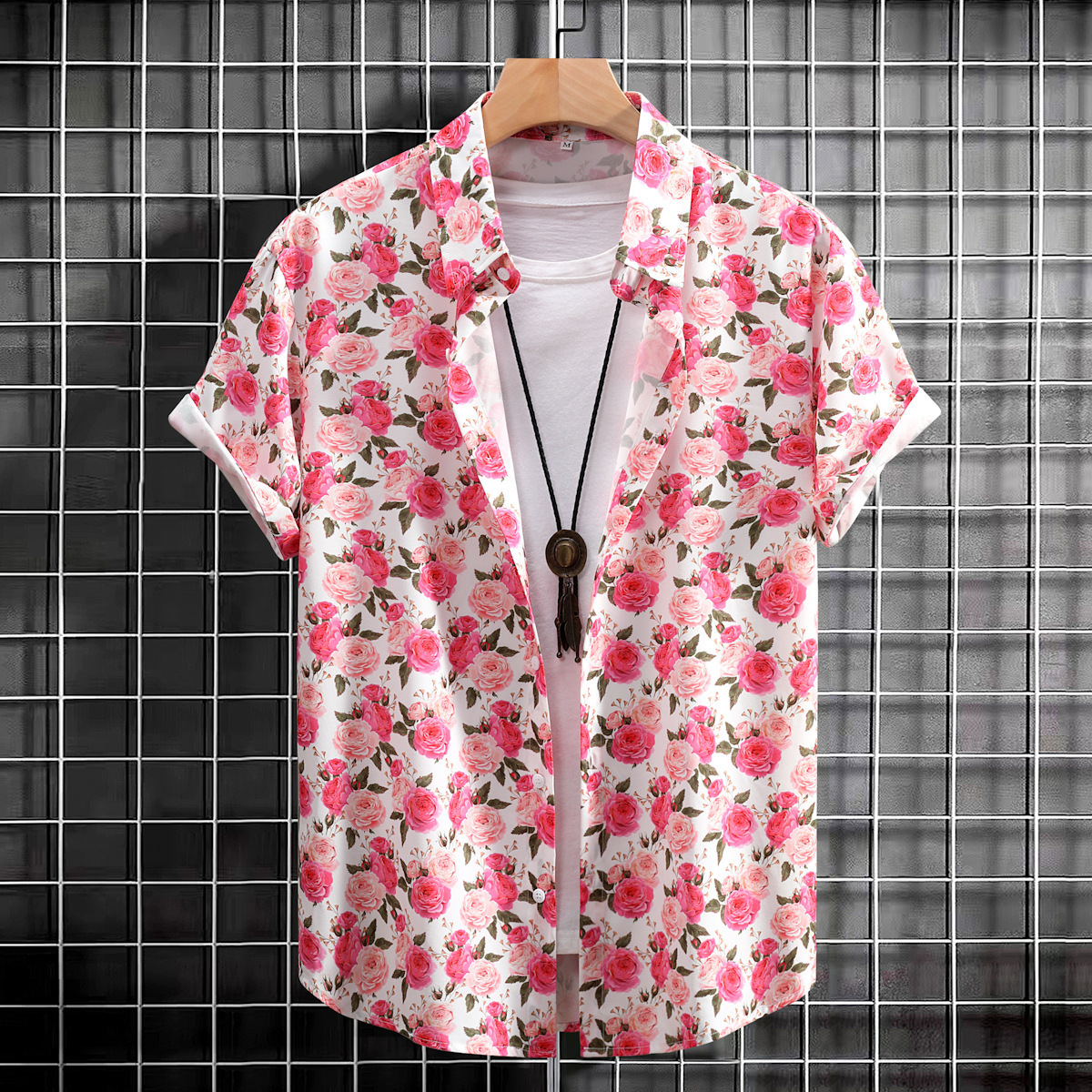 Mens Digital-Print Short-Sleeve Shirt - Image 7