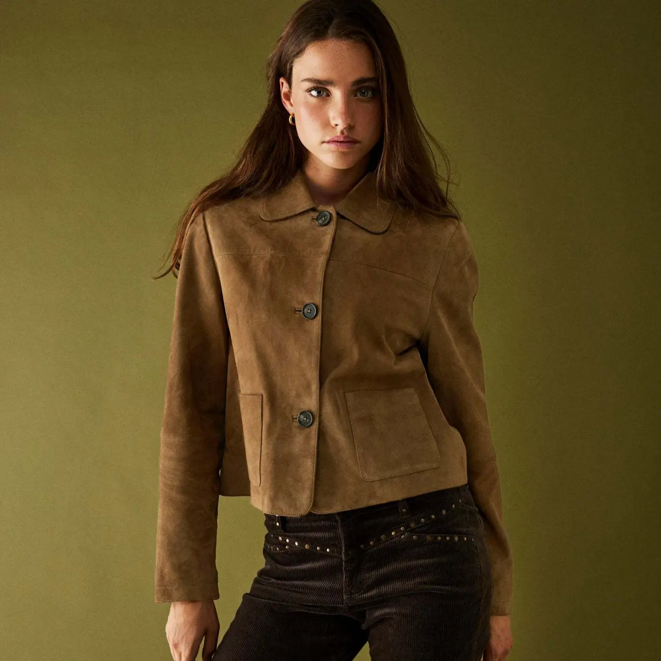 Lapel-collar Pocket Casual Versatile Short Jacket
