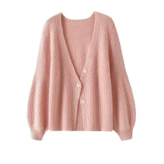 Women's Autumn And Winter New Solid Colour Loose Long Sleeves Top - Pink - View 1