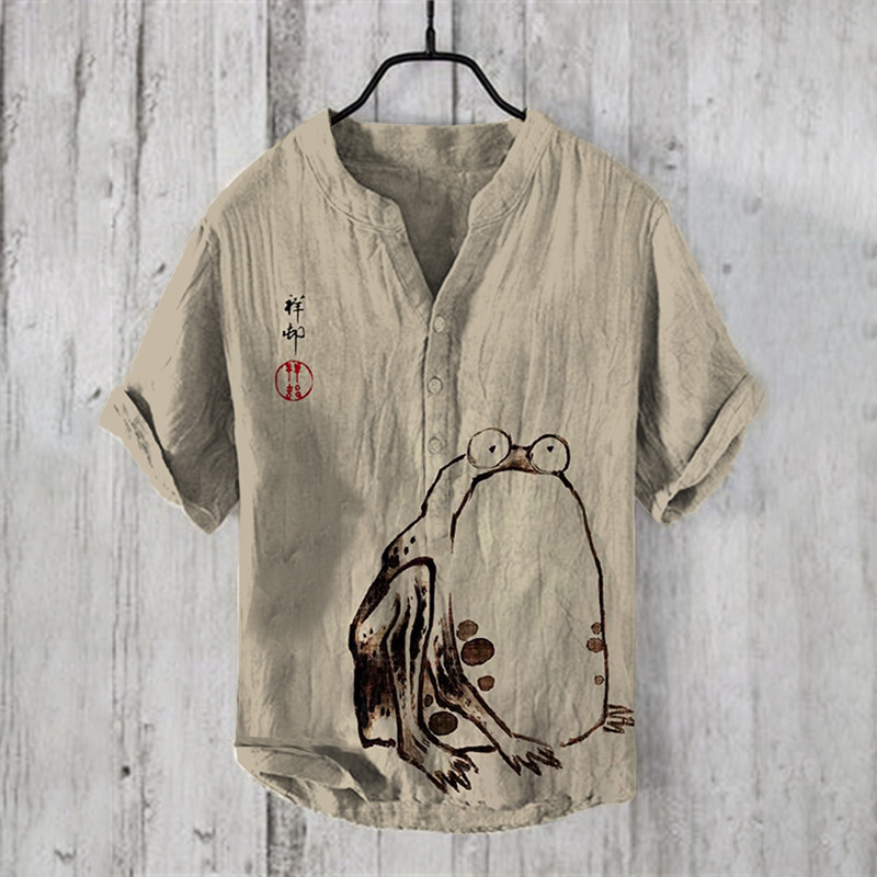 Printed Men's Casual Loose-fit Retro Short-sleeve - Image 5