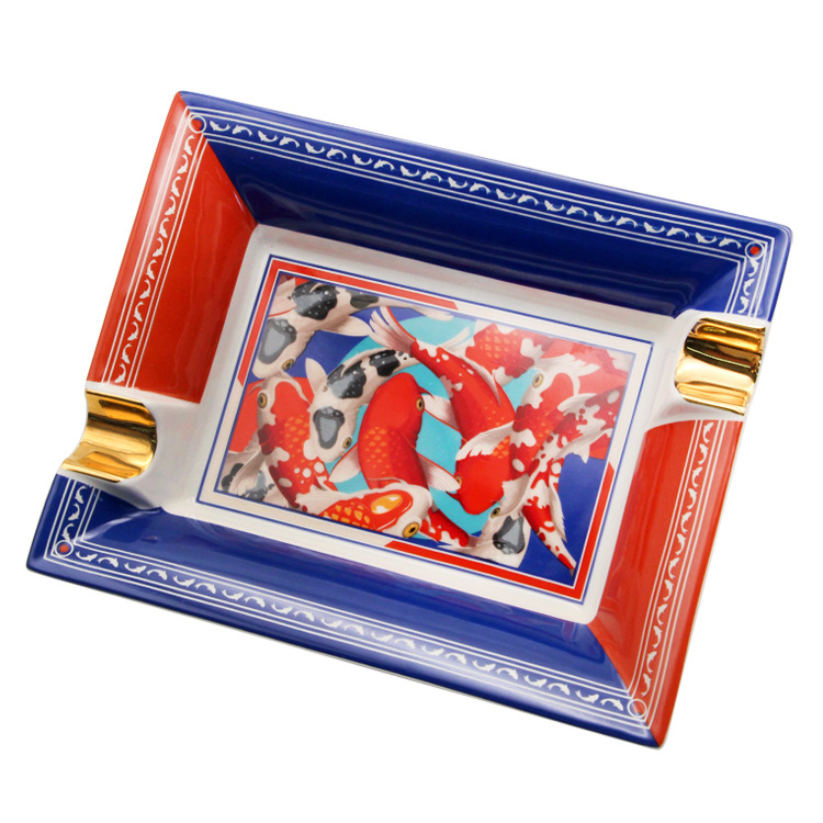 Fashion Creative Large Capacity Square Painted Ceramic Cigar Ashtray - Image 20