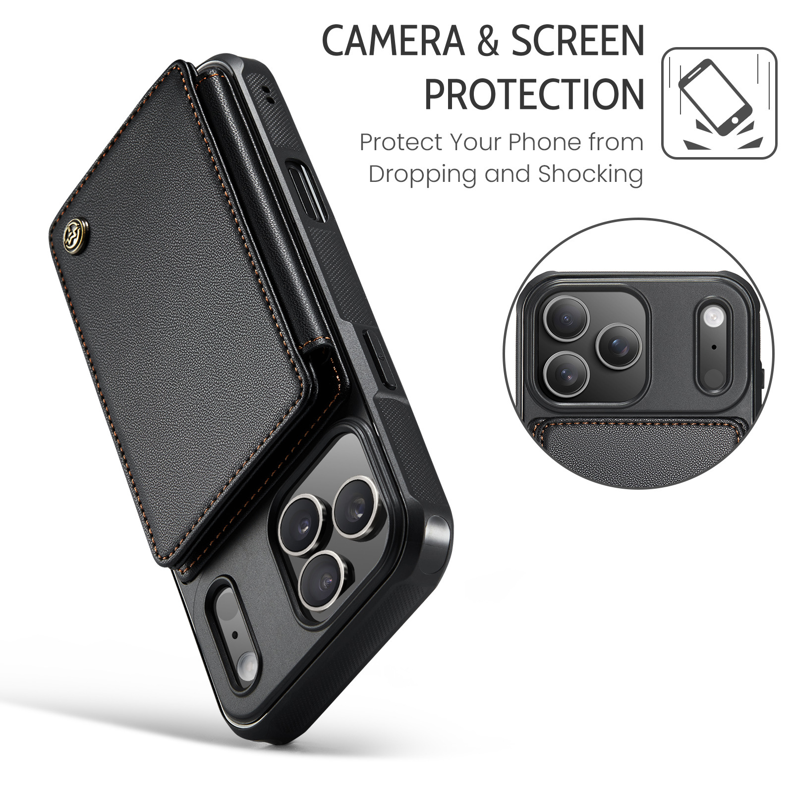 Flip Phone Case With Card Slot Protective Leather Case For Anti Scan Design 2
