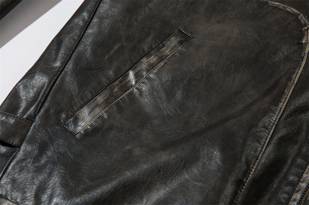 American Street Niche Loose Lapel Patchwork Leather Coat