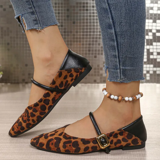 Large Size Flat Bottom Casual Suede Work Shoes Women Leopard - Shop at LoveMi