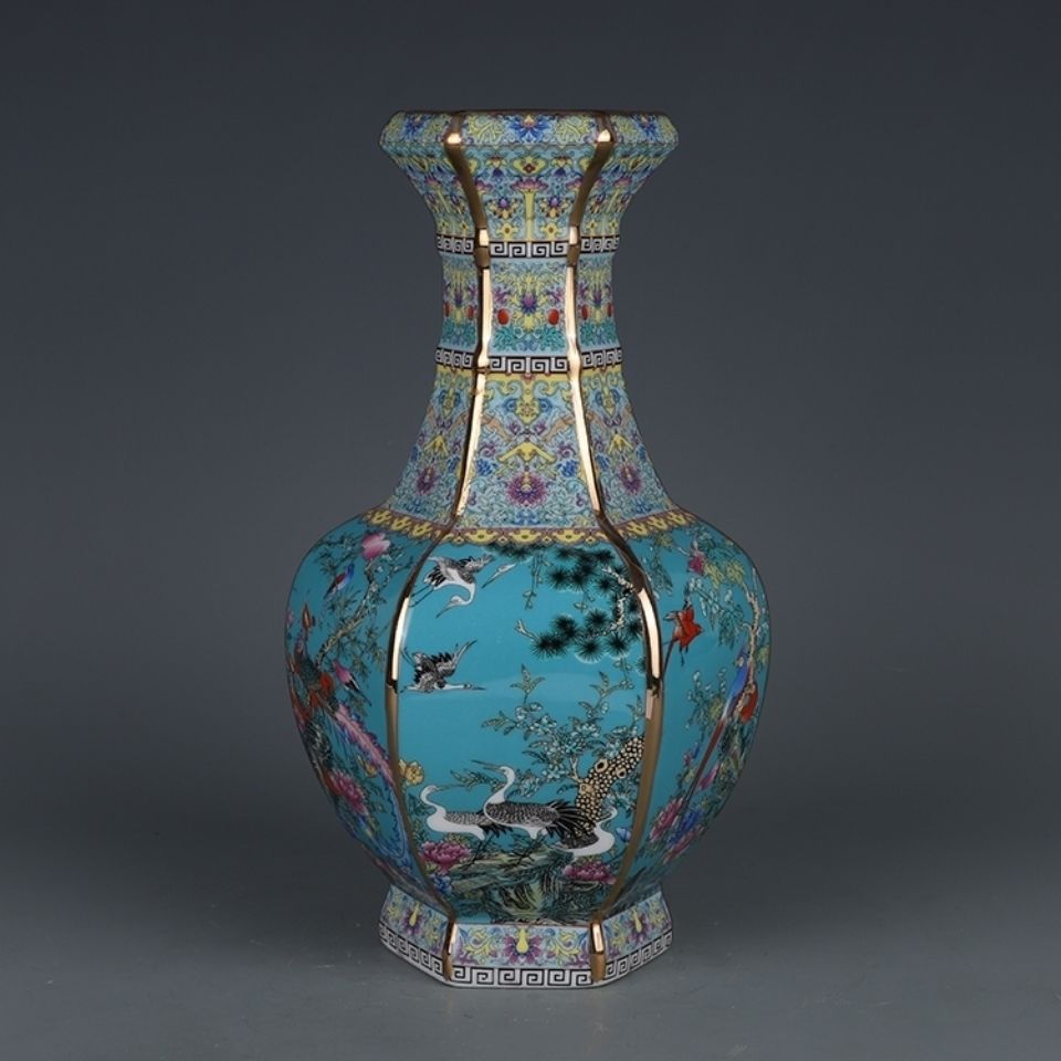 Ceramic Vase Antique Porcelain Chinese Living Room Flower Arrangement