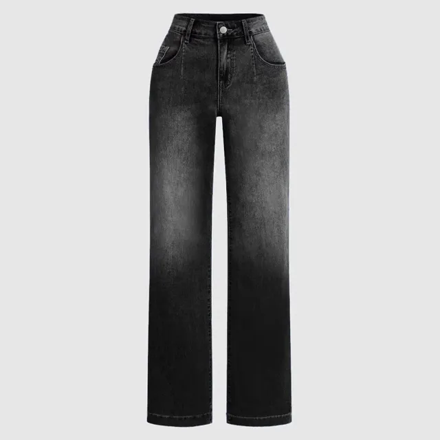 Women's New All match Loose Straight Jeans Black - Shop at LoveMi