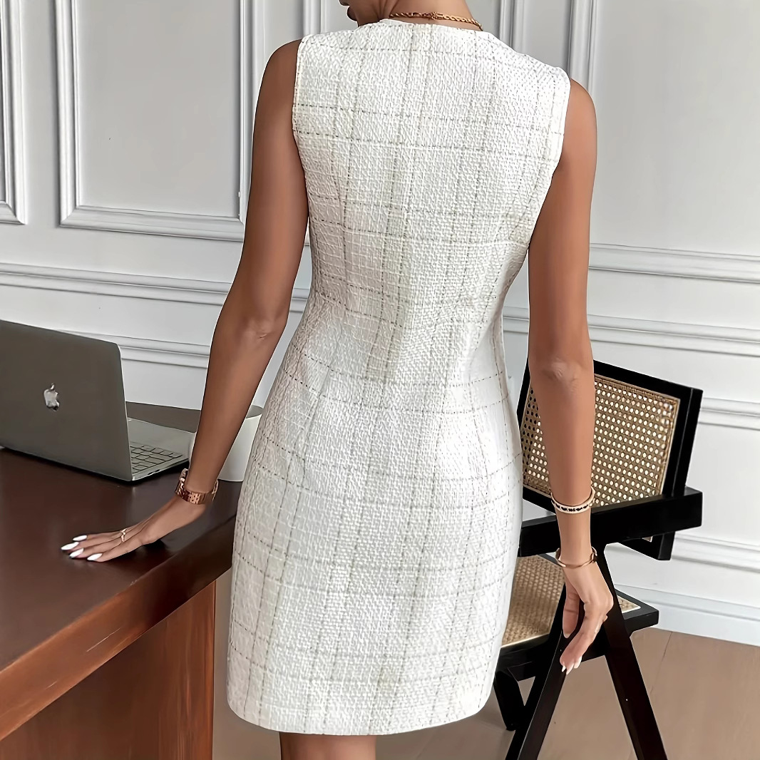 Women's Polyester Round Neck Sleeveless Dress