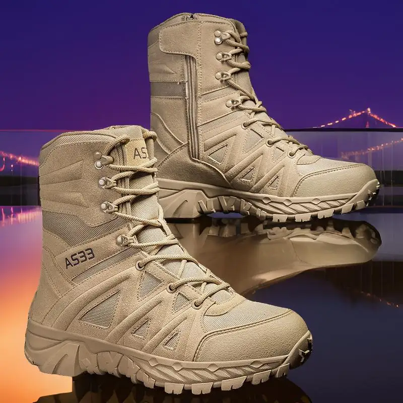 Breathable Leather Hiking Boots High-top Outdoor Climbing