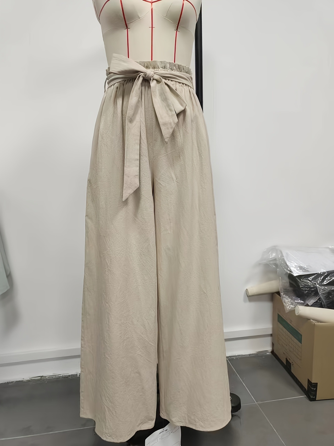 Pantalones de mujer de imitación de lino y algodón, cintura alta ajusta 01d1f5af 58c6 46a9 997d Dab925226e96