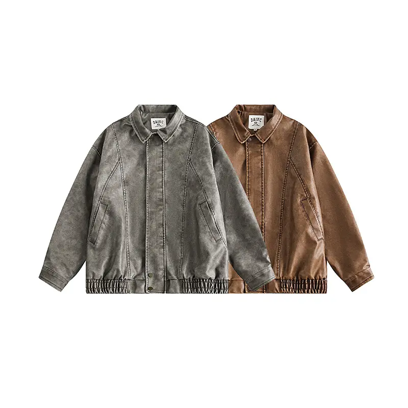 Retro Hong Kong Style Washed Distressed Jacket