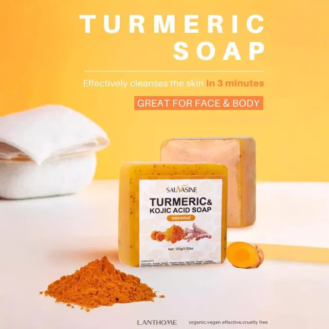 Turmeric Soap Contains Coconut Shell Charcoal Particles For Cleansing Swxd003 - Shop at LoveMi