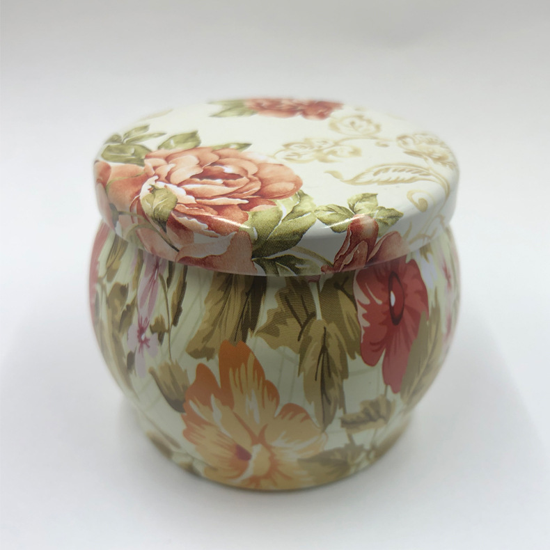 6 Pcs Bohemian Floral Tin Candle Set
