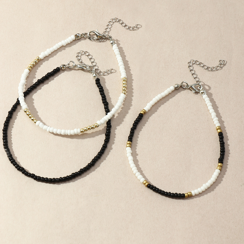 Bohemian Ethnic Style Color Bead Anklet Multi-layer Hand-woven Beads Ornament