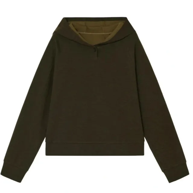 Autumn And Winter New Wool Cotton Blended Knitted Hooded Sweater Sports Suit Olive Green Sweater - Shop at LoveMi