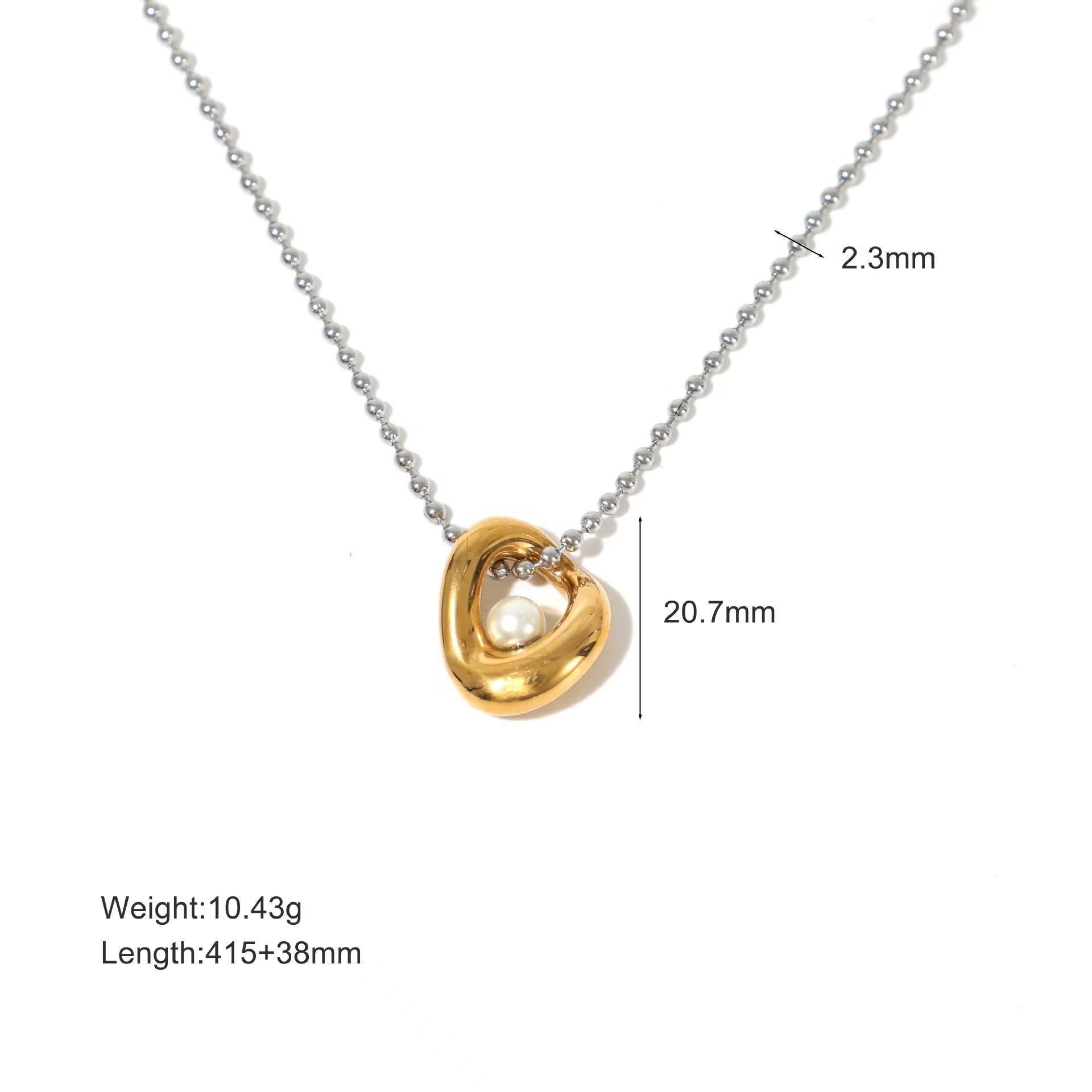 Titanium Steel Irregular Color Matching Beads Chain Stainless Steel 18K Inlaid Pearl Necklace