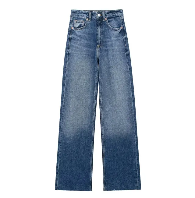 Maillard High Waist Loose Wide Legs Jeans Sea Blue - Shop at LoveMi