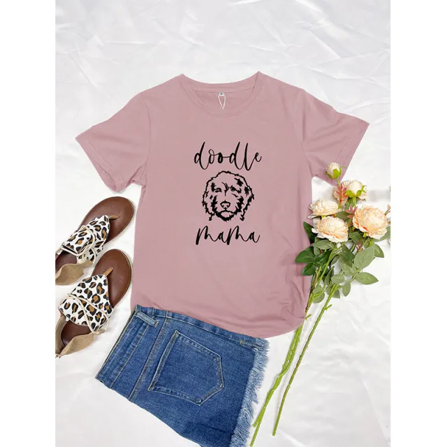 Women's Round Neck Short sleeved T shirt Pink - Shop at LoveMi