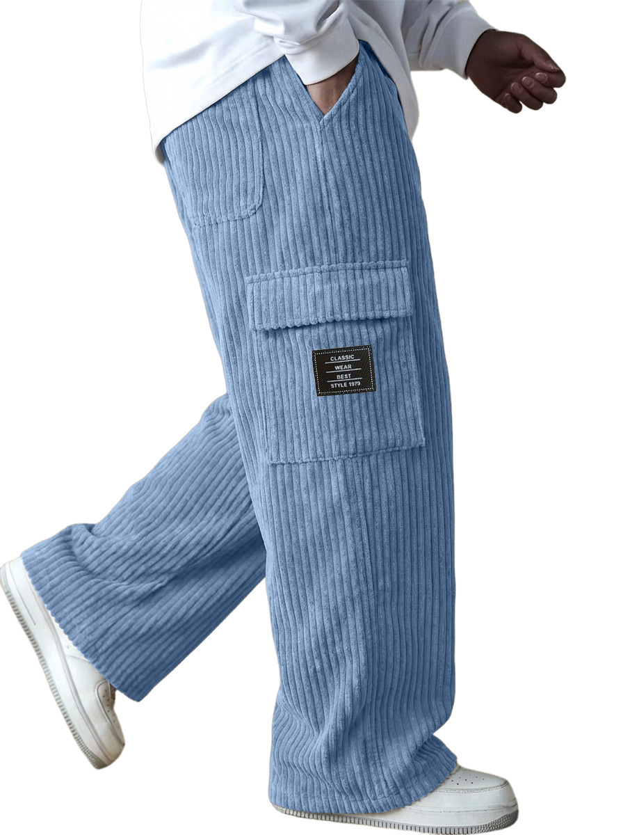 American-style Vintage Vertical-striped Corduroy Mens Casual Workwear Pants