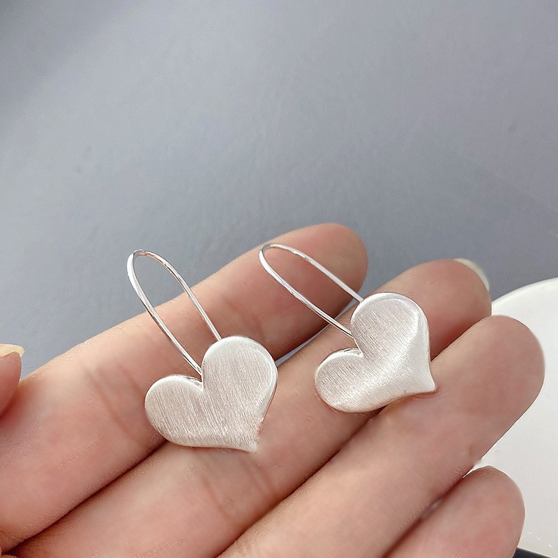 S925 Sterling Silver Brushed Earrings Women's Fashion All-matching Ear Clip