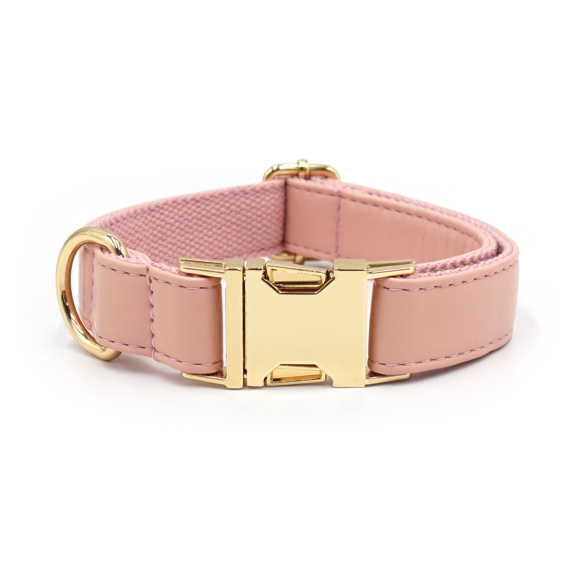 Light Pink Leather Dog Collar