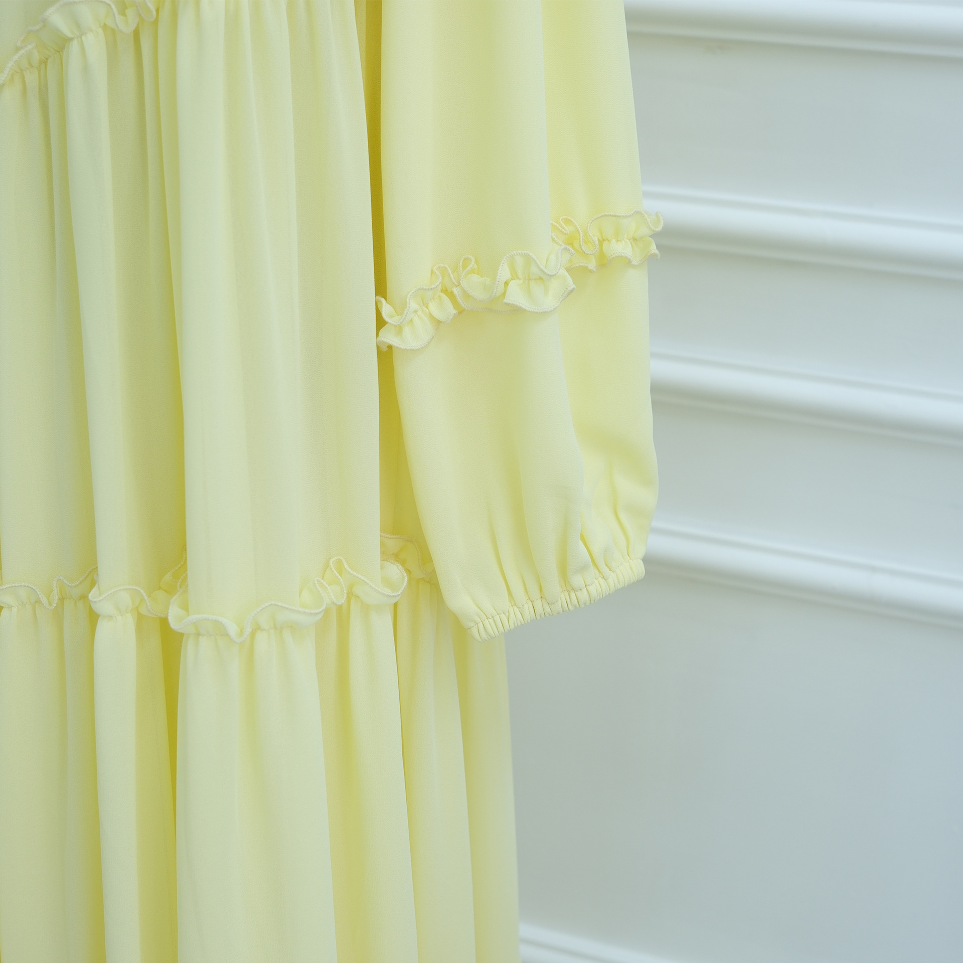 Lace-Trim Long-Sleeve Tiered Maxi Dress — product details and sizing image 20