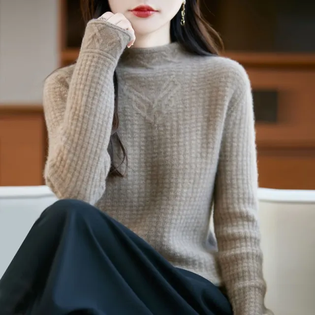 Women's Loose fitting Versatile Knit Pullover Top Camel - Shop at LoveMi