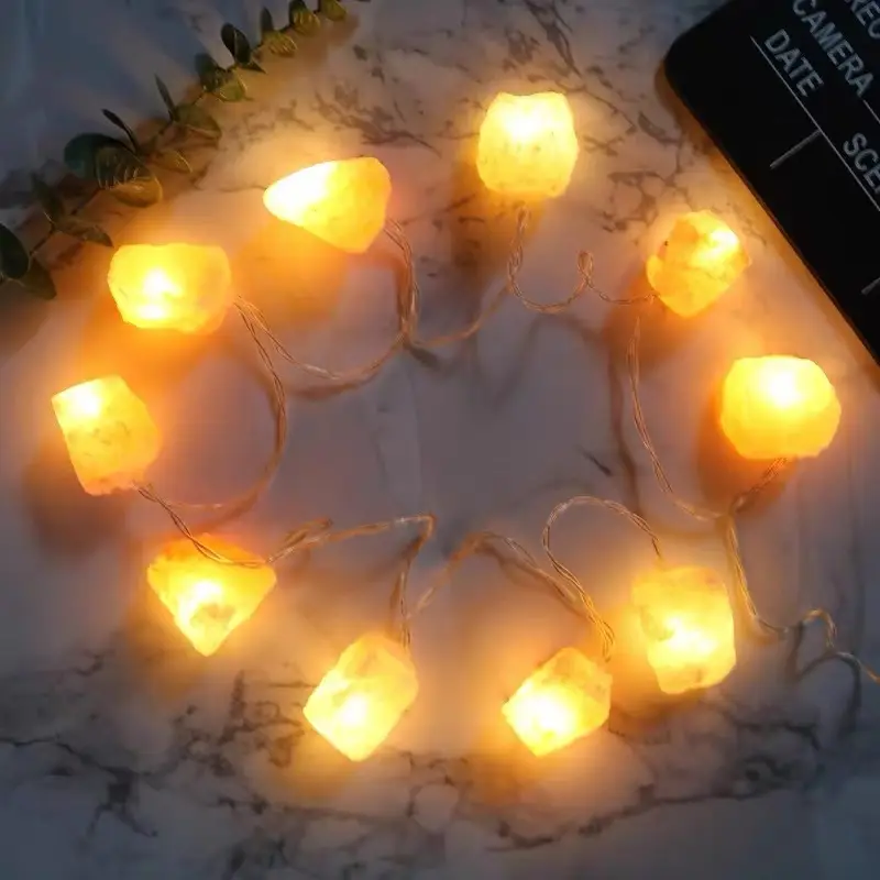 Crystal Salt Light LED Lighting Chain Himalayan Rose Salt Light Decorative String USB Salt Stone Night Light