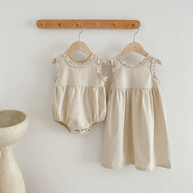 Baby Girl Vest Romper Tree Fungus-like Lacework Mori Style Princess Dress