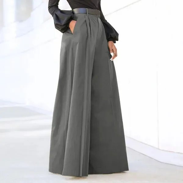 High Waist Wide Leg Trousers Bell bottom Pants Fashion Elegant Party Gray - Shop at LoveMi