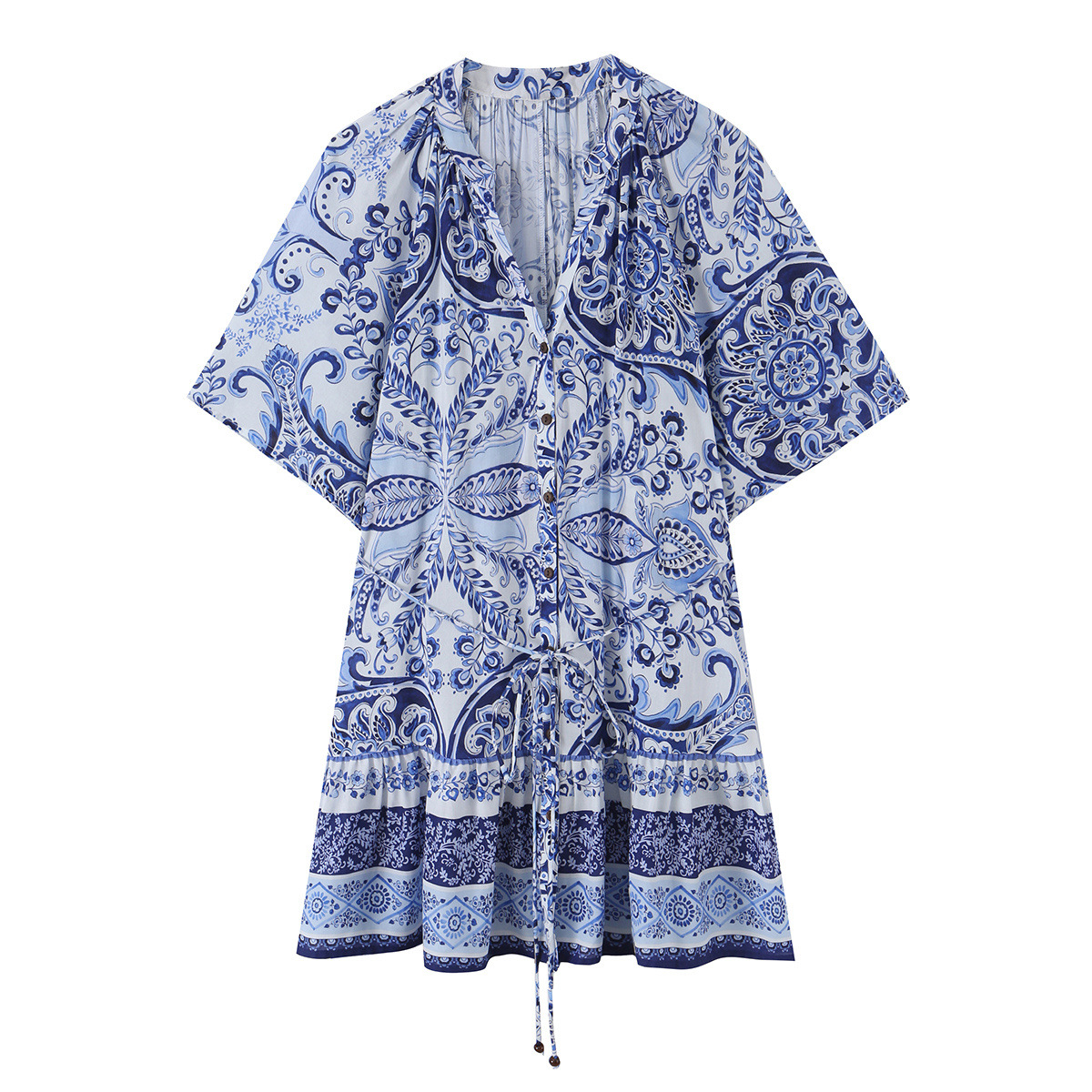 Waist-tie Waist-cinching Figure-flattering Shirt-style Long Dress