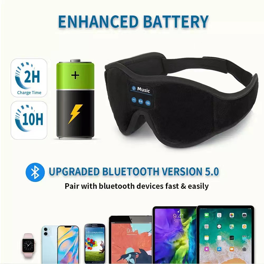 Title 8, 3D Eye Mask Bluetooth 50 Unlimited Music Stereo