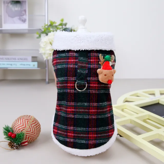 Pet Clothing Two leg Cotton padded Clothes Christmas Plaid Vest Christmas Plaid Vest - Shop at LoveMi