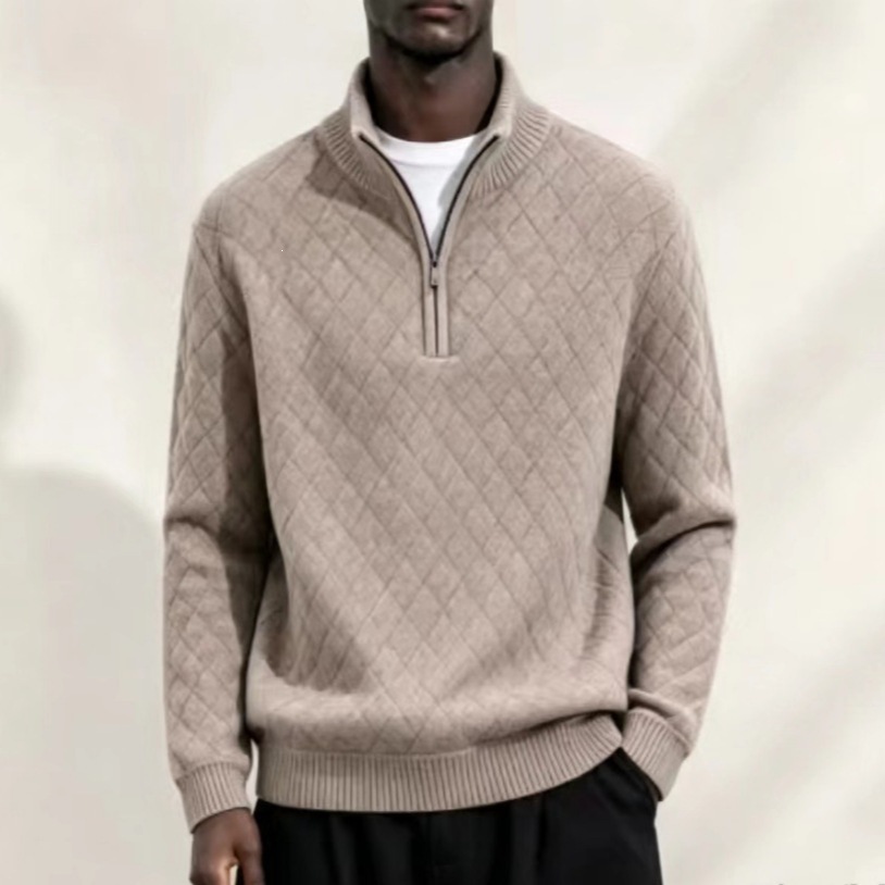 Men's Half-Zip Stand-Collar Sweater Casual Pullover