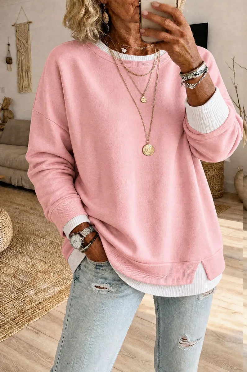 Sweat Femme effet deux pièces Bicolore originale – 6 Tailles – boutique mode femme homme Dropvet