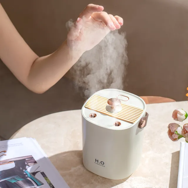 New Dual Spray Mute Portable Humidifier Home Heavy Fog Office Bedroom Air Humidifier Rechargeable 4000 Ma Beige - Shop at LoveMi