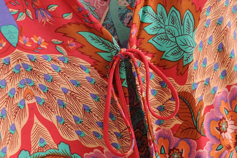 Flamboyant Boho Blouse in Red and Blue