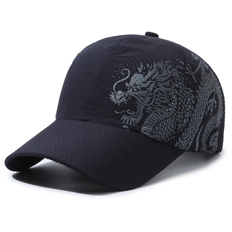 Hat Men's Chinese Style Printed Dragon Baseball Cap Polyester - Image 3