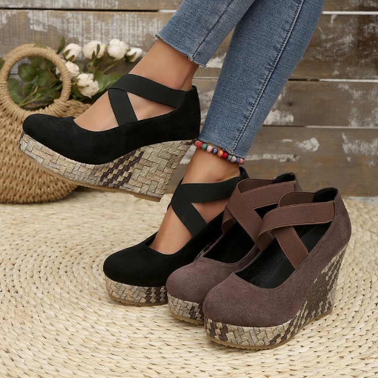 Womens Large-size Waterproof Platform Wedge Pumps