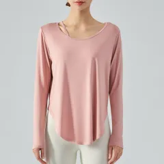Jacket Loose-fitting Lightweight Thin Skin-friendly Casual Blouse Exercise Yoga Clothes - Peach-L - View 1