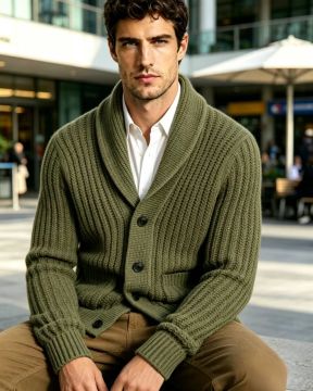 New Mens Striped Knitted Cardigan Jacket