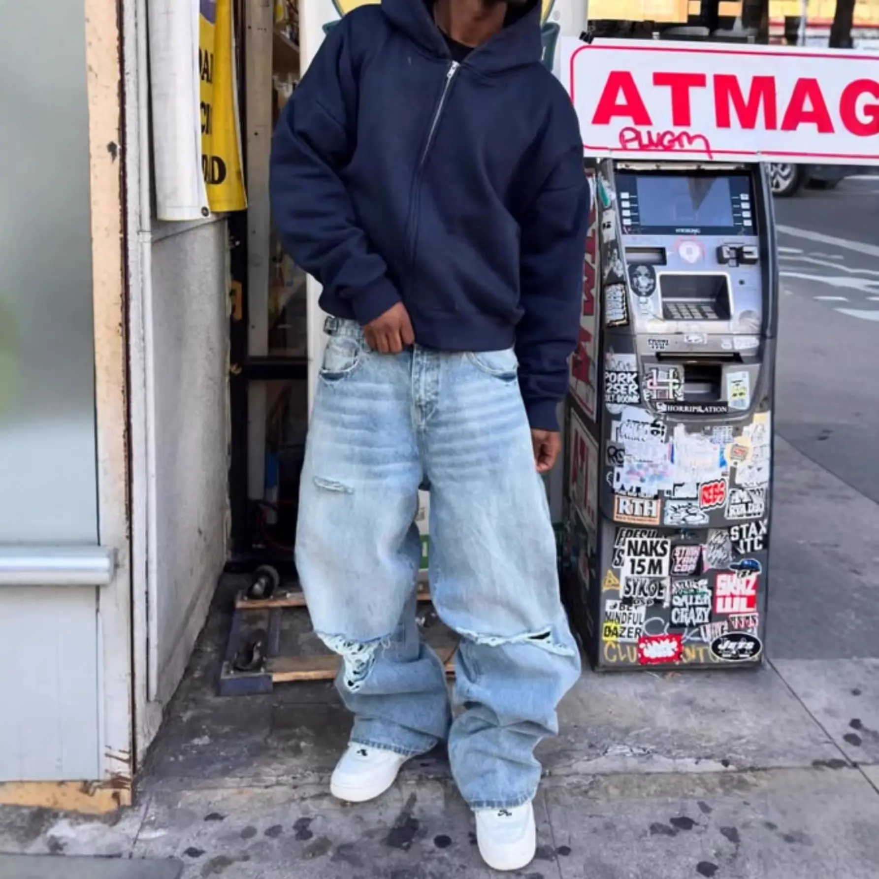 High-street American-style Ripped Jeans