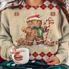 Christmas Snowman Christmas Loose Round Neck Casual Long Sleeve Sweatshirt - Santa Claus A 8-M - View 1