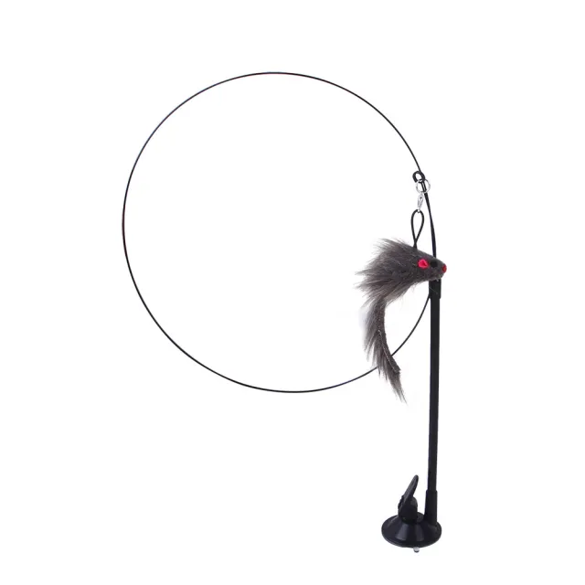 H Hot selling Sucker Cat Teaser Adsorption Handheld Steel Wire Cat Teaser Multi head Replaceable Cat Toy Pet Supplies Gray Mouse - Shop at LoveMi