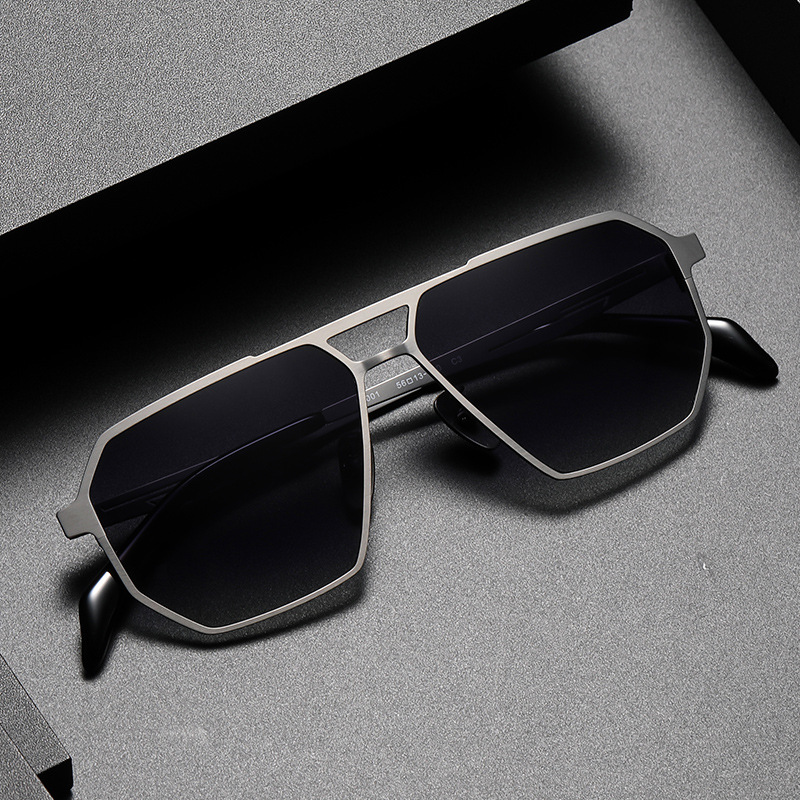 Pure Titanium Polarized Driving Polygon UV-proof Sunglasses