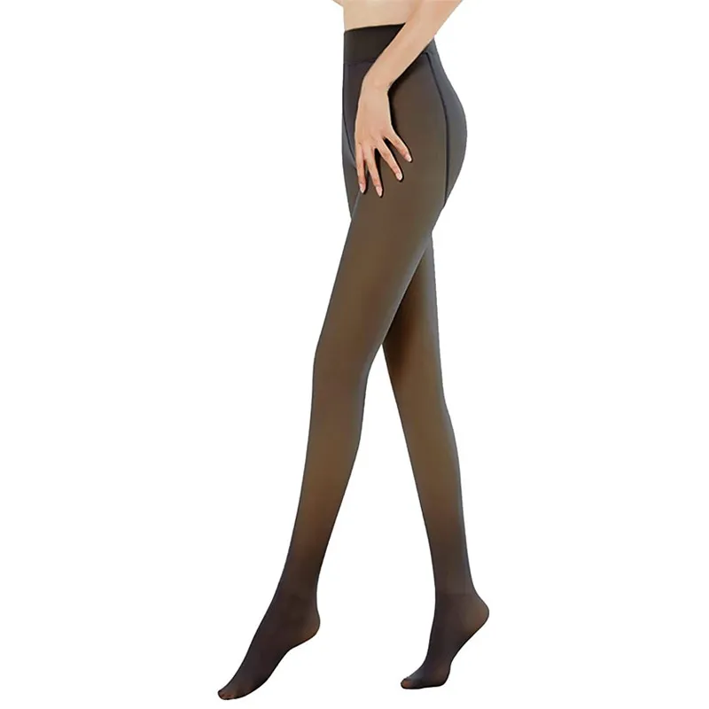 Women's Thickened Black Silk Leggings One-piece Trousers - Transparent