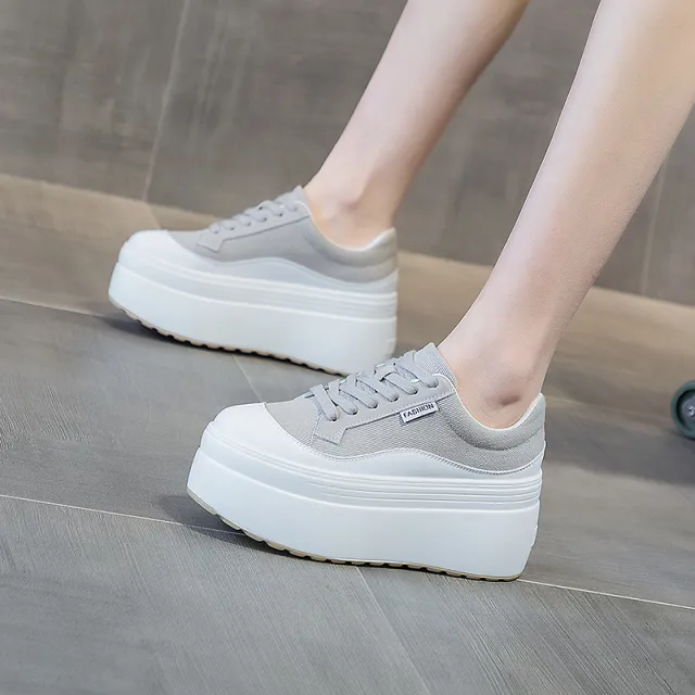 All match Fashion Thick Bottom 8cm Trendy Ins Simple Shoes Women Gray - Shop at LoveMi
