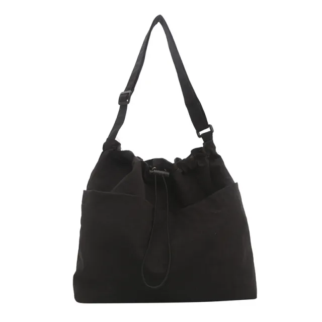 Shoulder Nylon Cloth Tote Bag Large Capacity Class Commuter Messenger Bag Black - Shop at LoveMi