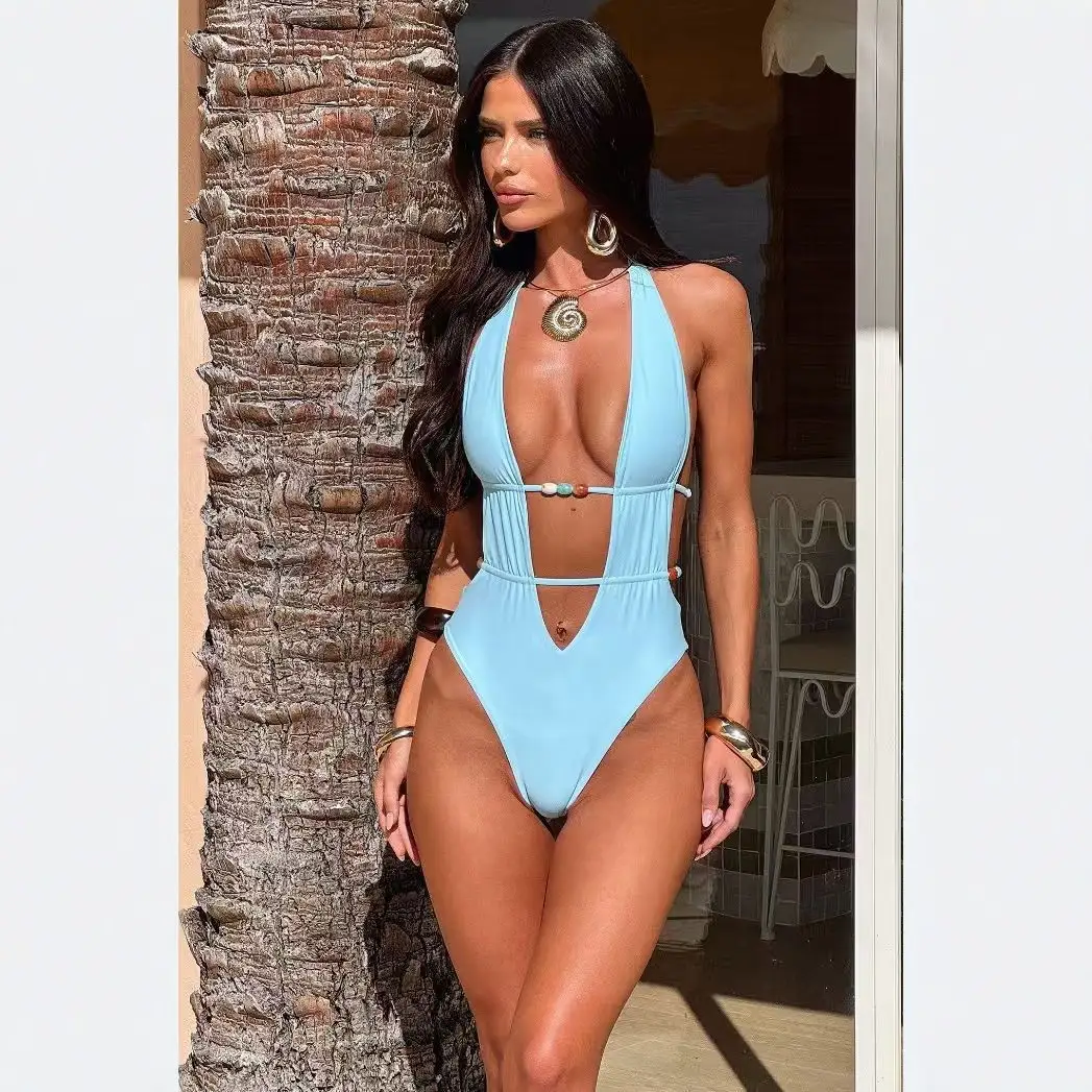 Neck-strap Bikini Swimsuit Sexy Open Back