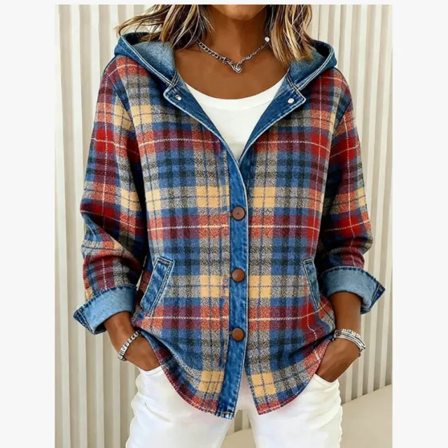 Women's Fashion Plaid Color blocking Coat - Shop at LoveMi